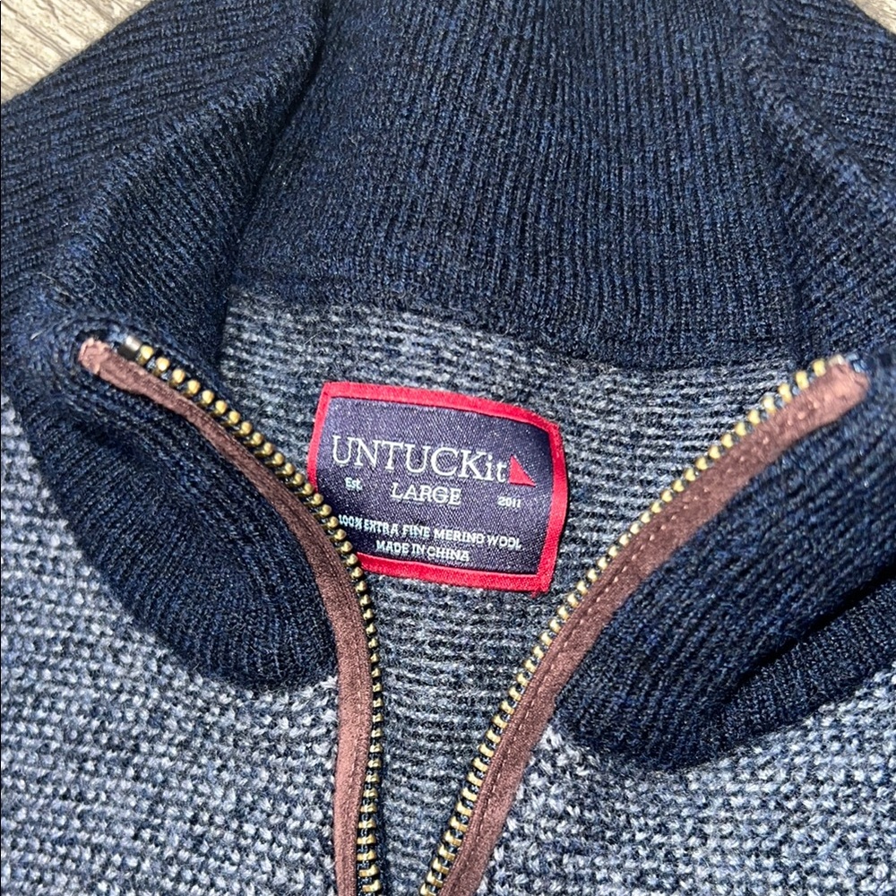 Untuckit Belguardo Jacquard Merino Wool 1/4 Zip Pullover Sweater - Picture 6 of 8